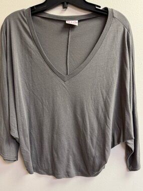 Alloy Women's V-Neck Long Sleeve Top - Gray